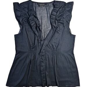 BCBG Maxazria Sleeveless Ruffled Sheer Top